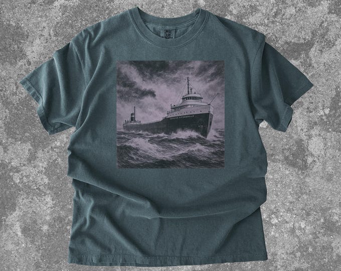 Edmund Fitzgerald shirt, Comfort Colors  Vintage distressed Edmund Fitzgerald Shirt, Great Lakes shipwreck Tee