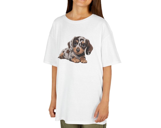 Kids Dachshund Tee, Cute Kids Doxin T-Shirt, Dapple Doxin Kids Gift