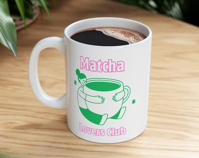 Matcha Lovers Club Mug, Matcha Addict Gift, Cafe Aesthetic Mug, Trendy Green Tea Mug, Cozy Trendy Mug