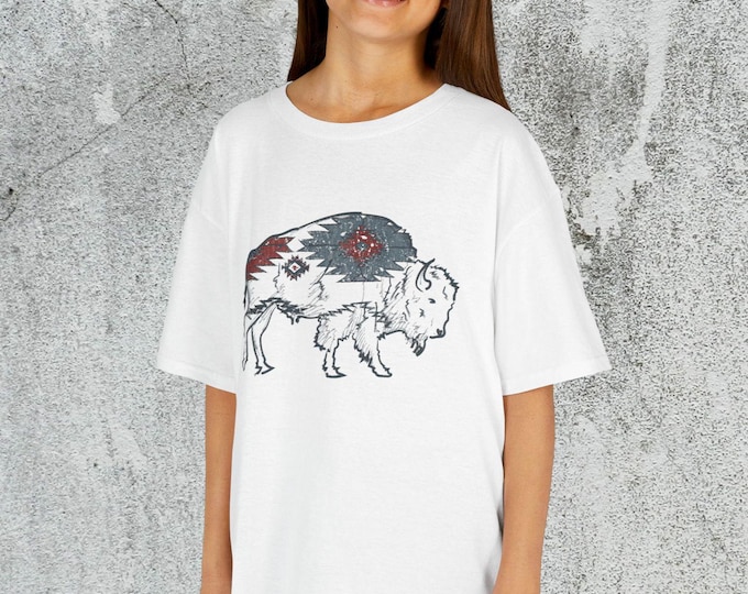 Aztec Buffalo Kids Tee, Southwestern Buffalo Kids Shirt