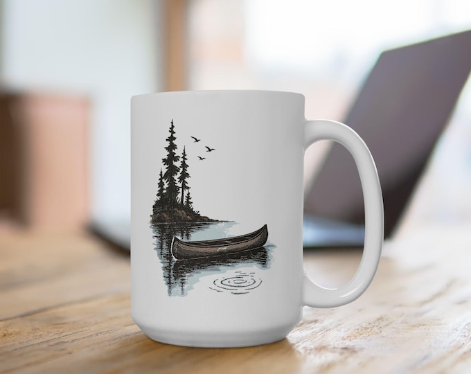 Watercolor Canoe Mug: Boundary Waters Minnesota Travel Gift