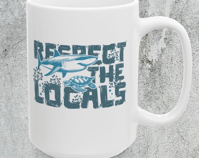 Respect the Locals Shark and Turtle Ocean Mug