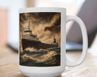 Edmund Fitzgerald Mug, Lake Superior Ship Mug