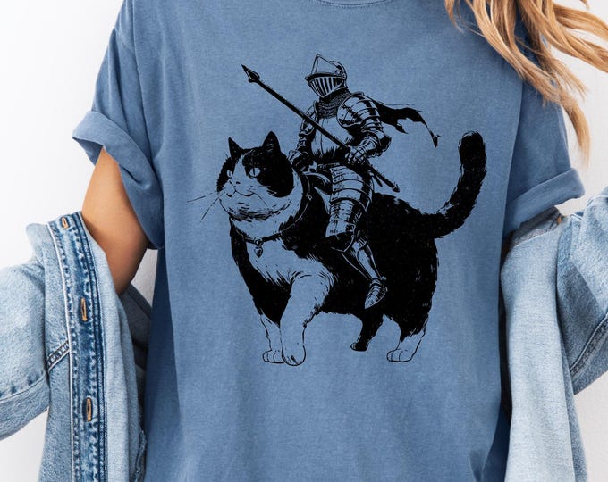 Medieval T-shirt, 90s Graphic Tee, Dark Art, Medieval Shirt, Funny Cat Meme Shirt, Gen Z Clothing,  Weirdcore Clothing