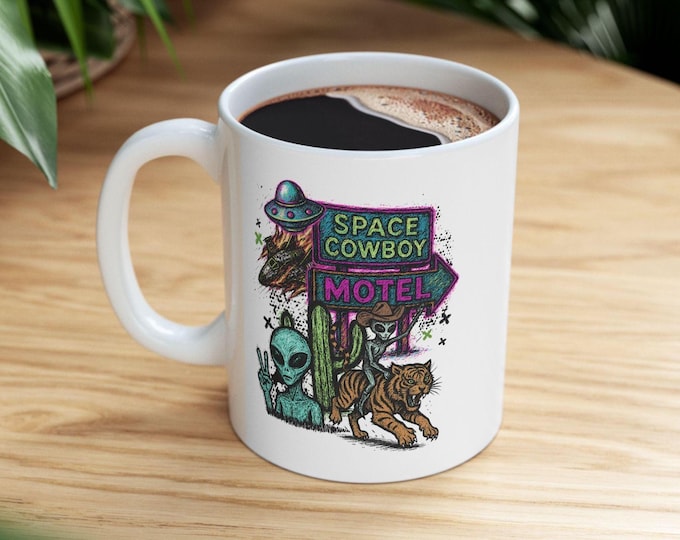 Space Cowboy Alien Mug,  Area 51 Cup, Sci-Fi Gift Idea, Outer Space Theme, Galaxy Lover Present, UFO Drinkware