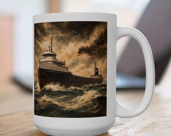 Edmund Fitzgerald Mug, Lake Superior Ship Mug