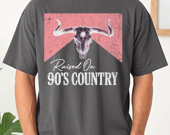 Comfort Colors Distressed vintage style raised on 90s country tshirt, oversized country concert shirt, nashville girls trip