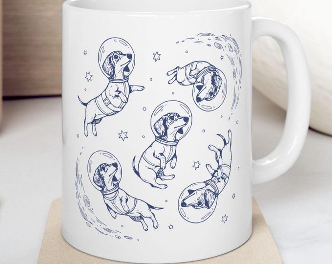 Dachshund Astronaut Mug, Space Dachshund Mug, Cosmic Doxin
