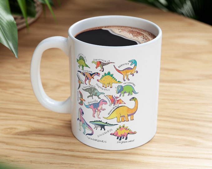 Dinosaur Mug, Dinosaur Gifts, Dinosaur Birthday Mug, T-Rex Birthday Gift, Women Men Dinosaur Mug