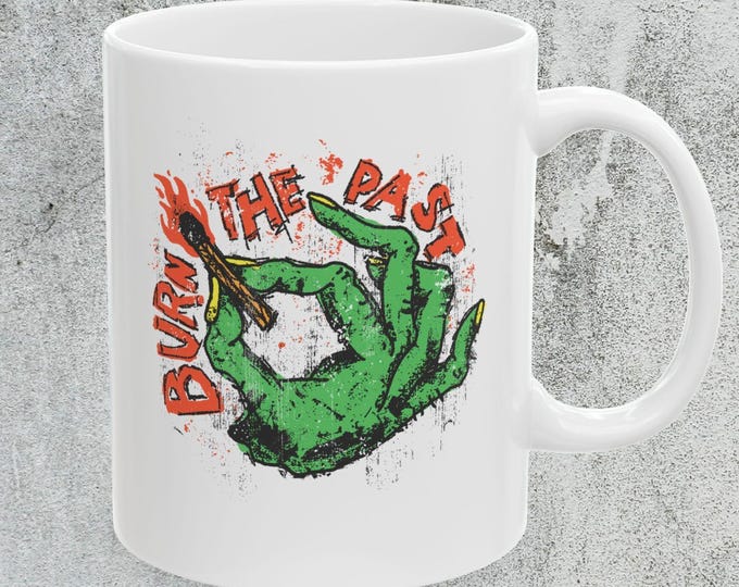 Burn The Past Retro Grunge Mug, New starts Mug