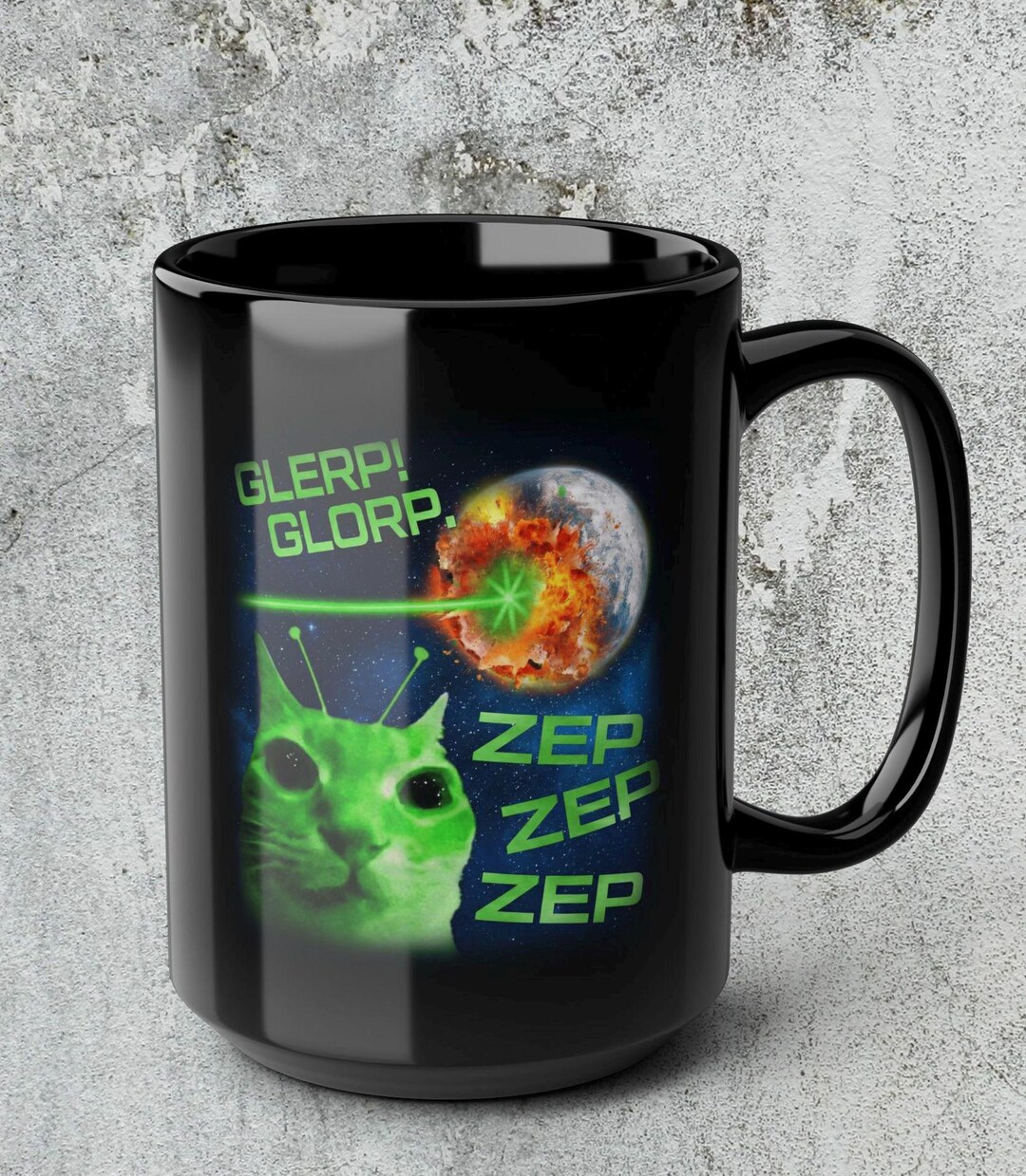 Glerp Glorp Alien Cat Meme Mug - Etsy