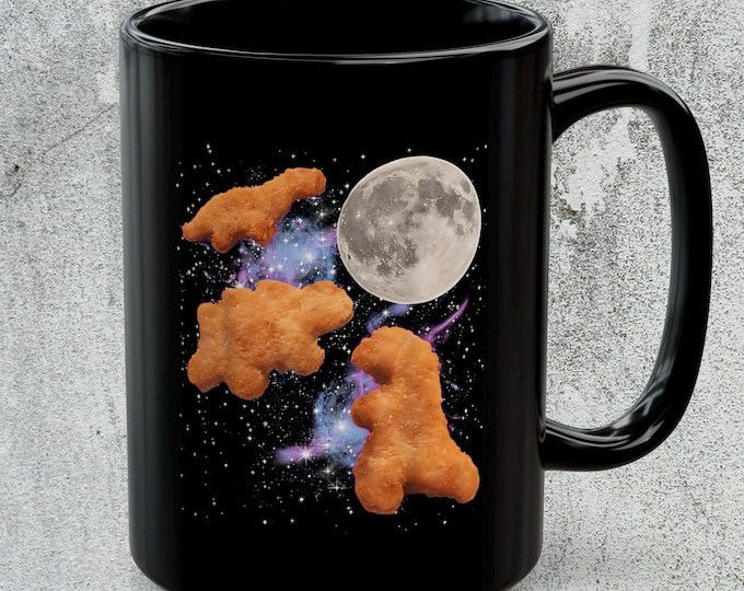 Cosmic Dinosaur Chicken Nugget Mug, Space Dino Chicken Nugget Mug