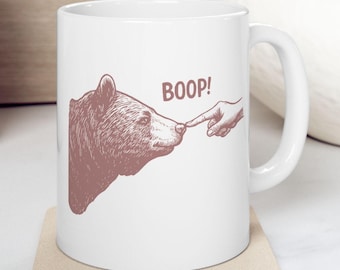Boop Bear Mug, Grizzly Bear Mug, Cute Bear Mug