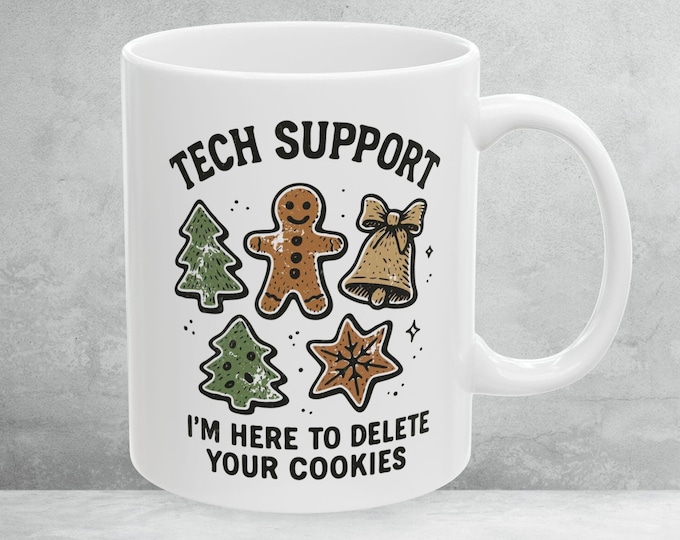 Tech Support Mug, Funny Office Humor Holiday Coffee Cup, Gift for Computer Lovers, Office Christmas Mug, Mug for IT Support