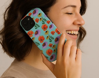 Watercolor Floral Tough Phone Case: Shockproof iPhone & Samsung