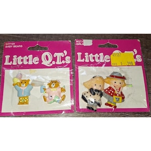 Vintage Little Q.T.'s Wang's International Craft Charms Baby Bears Girls 2 Packs