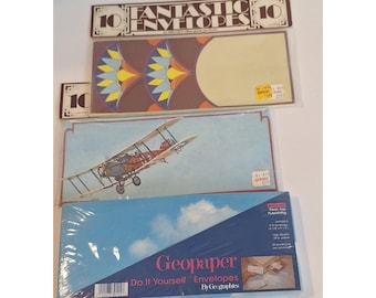Vtg novelty Fantastic Envelopes Freelance 1977 Geopaper Sky Art Biplane Lot 3