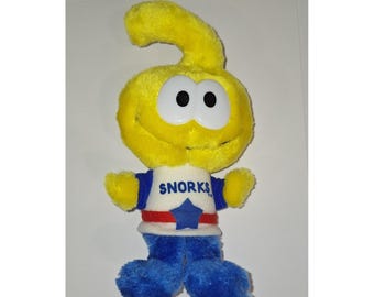 Vintage Snorks Allstar Seaworthy Plush Yellow Blue Applause 1980s Stuffed Toy