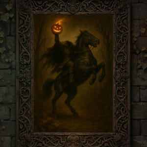 Headless Horseman Halloween Wall Art | Dark Academia Print, Sleepy Hollow Decor, Gothic Home Decor, Moody Folklore Art | Digital Download
