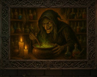 Witch Cauldron Potion Art Print | Spooky Halloween Decor (Digital Download)
