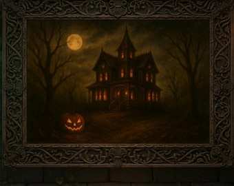 Haunted House Halloween Art Print | Spooky Gothic Decor (Digital Download)