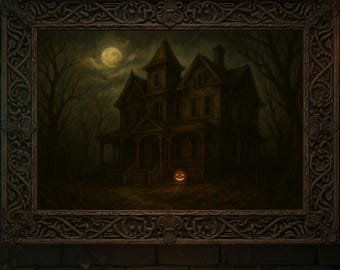 Spooky Mansion Art Print | Gothic Halloween Home Decor (Digital Download)