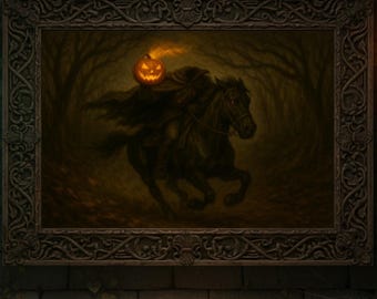 Headless Horseman Art Print | Gothic Halloween Decor (Digital Download)