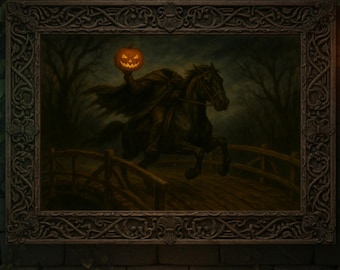 Headless Horseman Art Print | Spooky Halloween, Dark Academia (Digital Download)