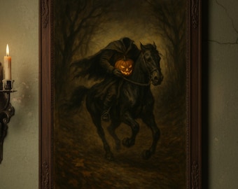 Headless Horseman Art Print – Gothic Halloween Decor (Digital Download)