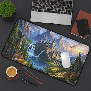 Fantasy Kingdom Desk Mat, Epic Castle Gaming Mousepad, Mystical Kingdom Office Decor, Majestic Realm Home Decor, Gamer Gift, Fantasy Scenery