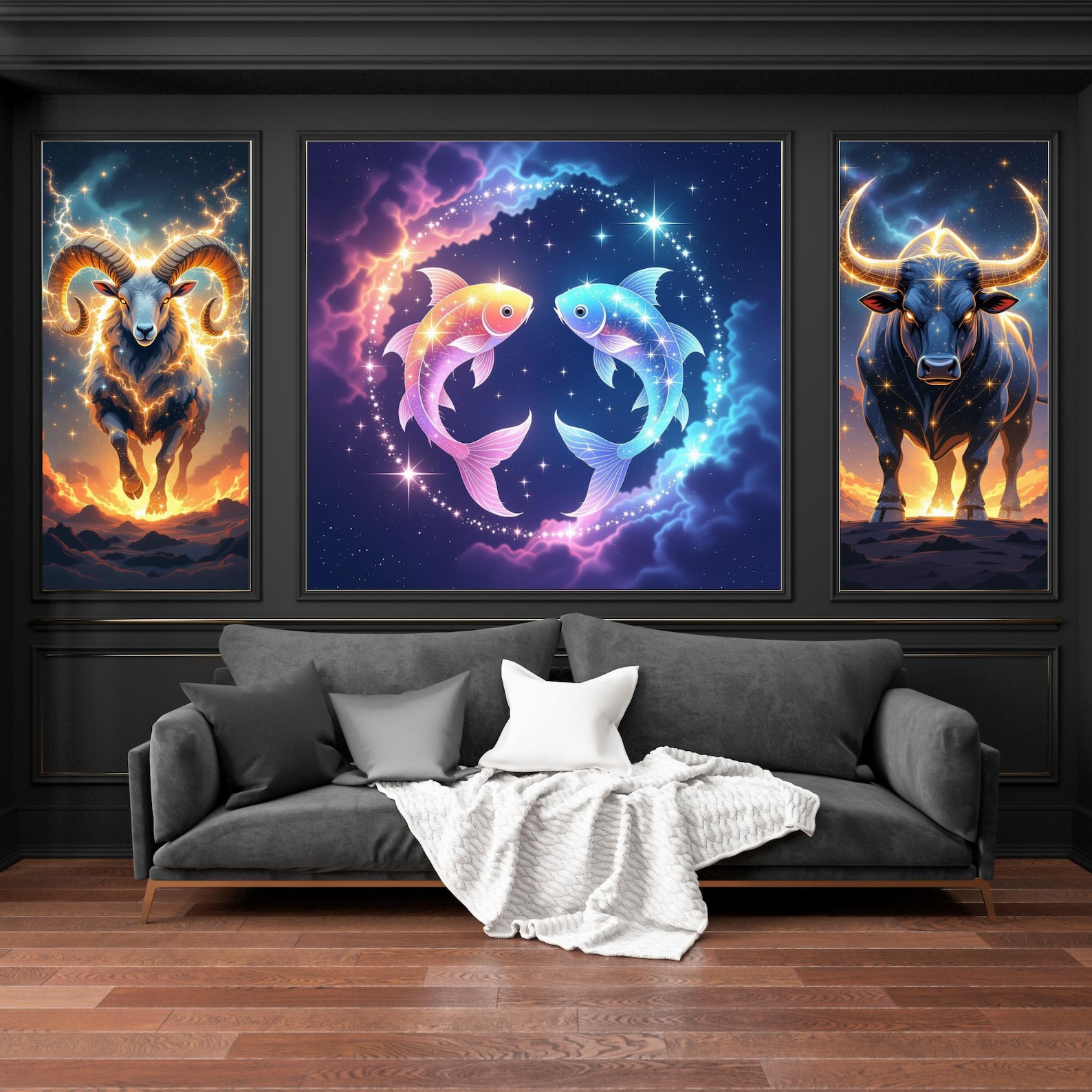 Zodiac Astrology Wall Art Print Set – Celestial Gallery (digital ...