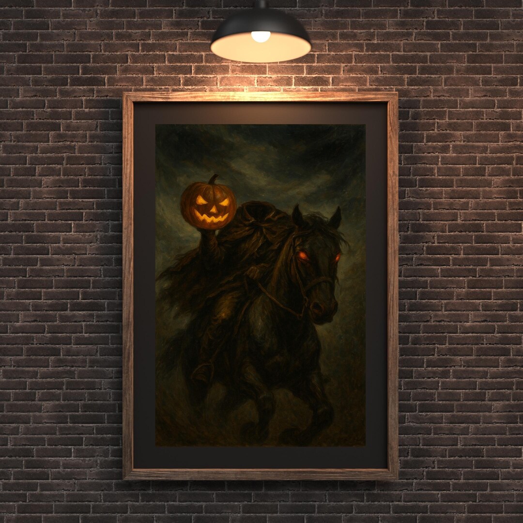 The Headless Horseman - Halloween Wall Art, Gothic Oil Painting, Sleepy ...
