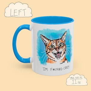 Crazy Orange Cat Sketch Mug, Orange Tabby Coffee Cup, Colorful Ceramic Tea Mug, Funny Animal Lover Gift, Whimsical Cat Drinkware