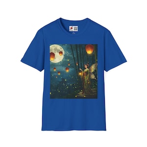 T01P4A1X1,Lantern Fairy T-Shirt Japanese Fantasy in an Enchanted Bamboo Forest
