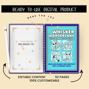 Adorable Cats Coloring Book | Instant Download, 52 Pages of Fun