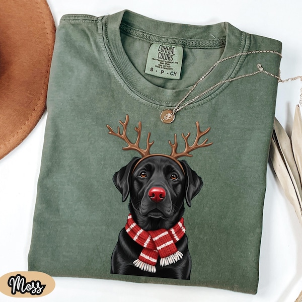 Camiseta navideña de Labrador Negro: Regalo navideño divertido para mamá perruna, camiseta para amantes de los labradores