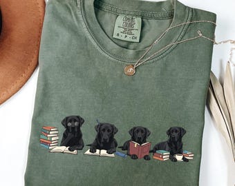 Black Labrador Book Club Shirt: Reading Dog Mom Tee, Lab Book Lover Gift
