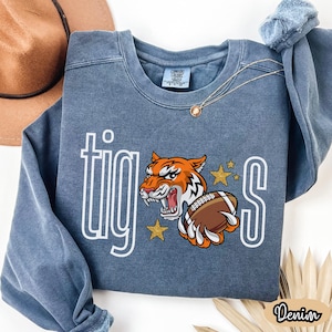 Tiger Mascot Sweatshirt, Comfort Colors Tigers Game Day Sweater, Tiger Mascot Shirt, Go Tigers Shirt, Tigers Team, Favorite Tigers Team Tee