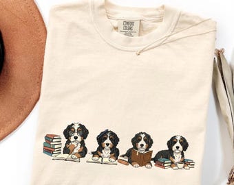 Bernedoodle Book Club Shirt: Bookish Dog Mom Tee, Library Doodle Gift