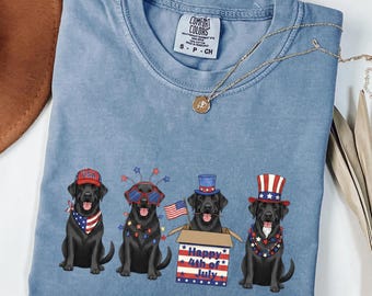 Comfort Colors® Patriotic Black Labrador Shirt: 4th of July Lab Mom Gift