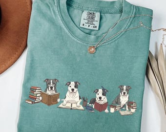 Comfort Colors® Pitbull Book Club Shirt: Pittie Mom Gift, Bookish Dog Tee