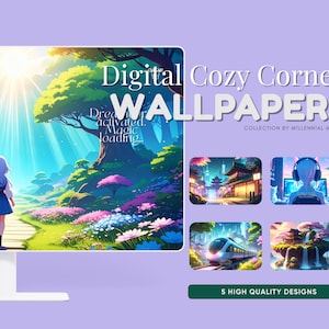 Digital Cozy Corner Pack 1 | Cartoon & Anime Desktop Wallpapers | Fantasy Aesthetic Digital Backgrounds | For PC and Mac | Instant Download