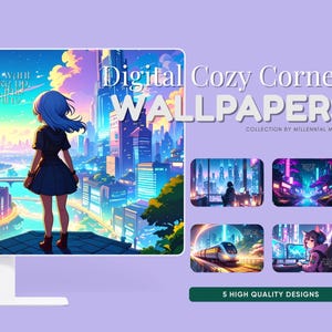Digital Cozy Corner Pack 3 | Cartoon & Anime Desktop Wallpapers | Fantasy Aesthetic Digital Backgrounds | For PC and Mac | Instant Download