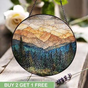 Mountain Landscape Stained Glass, Nature Scenic Stained Glass, Outdoor Adventure Stained Glass, Hiking Lover Stained Glass, Travel Gift