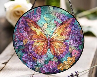 蝶と花のステンドグラスアート – 蝶好きのための、自然にインスパイア