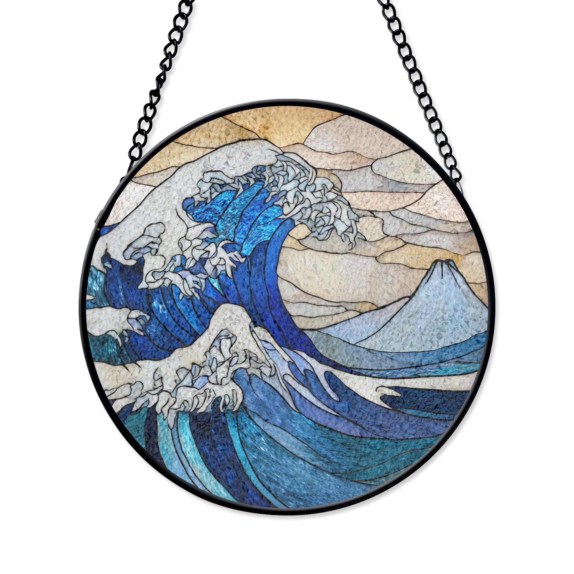 Great Wave Stained Glass, Japanese Art Lover Suncatcher, Hokusai