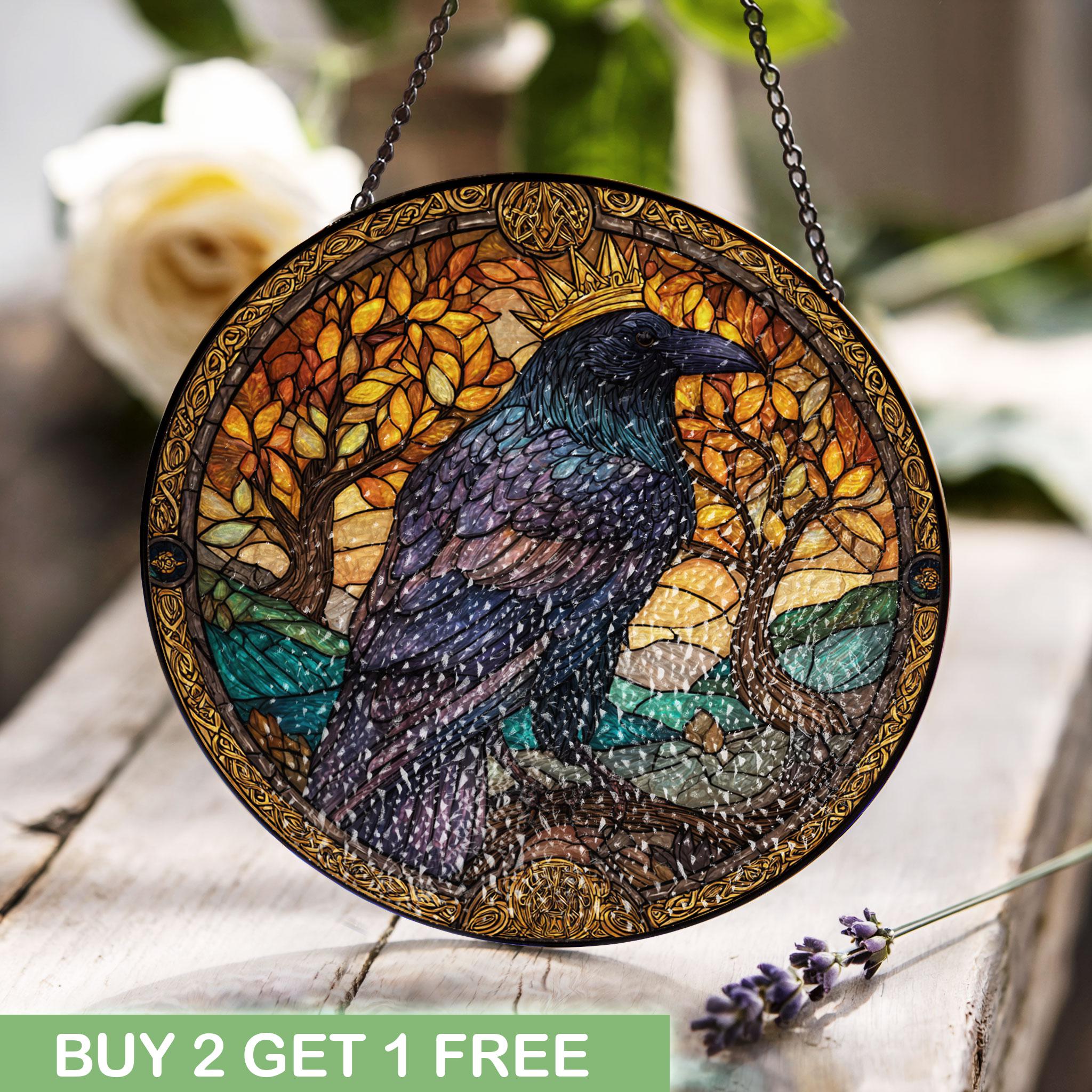 レイヴンキングのステンドグラス、バイキングのお父さんのためのカラス