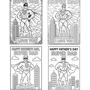 Coloriages pour la fête des pères | Lot imprimable Super papa | Cadeau de dernière minute pour papa | Téléchargement instantané