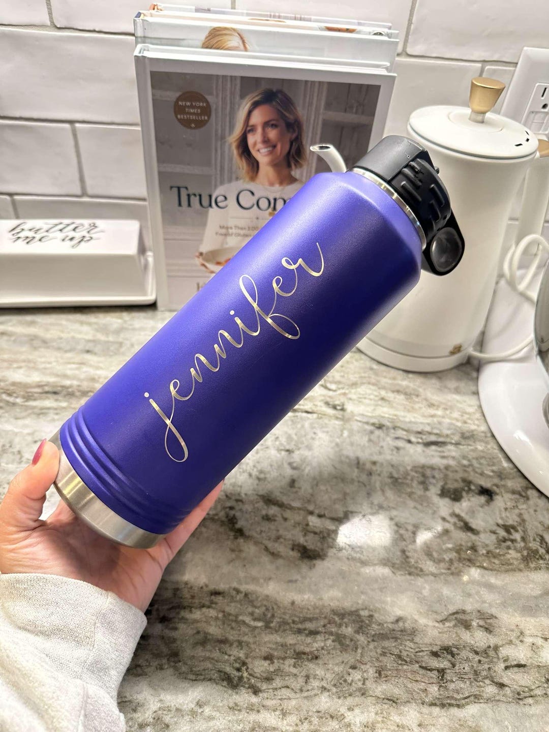 Engraved Name Water Bottle, Stainless Steel, Straw Lid - Etsy