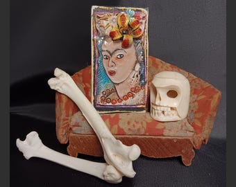 Frida #2 - Left Facing with Red and Yellow Flower